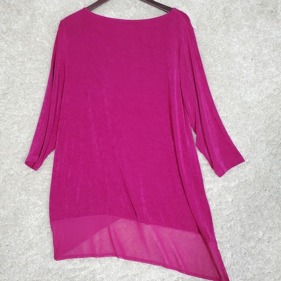 Chicos Travelers Women Slinky Tunic Top Size 3 US XL Pink Stretch Cruise Evening - Picture 9 of 14